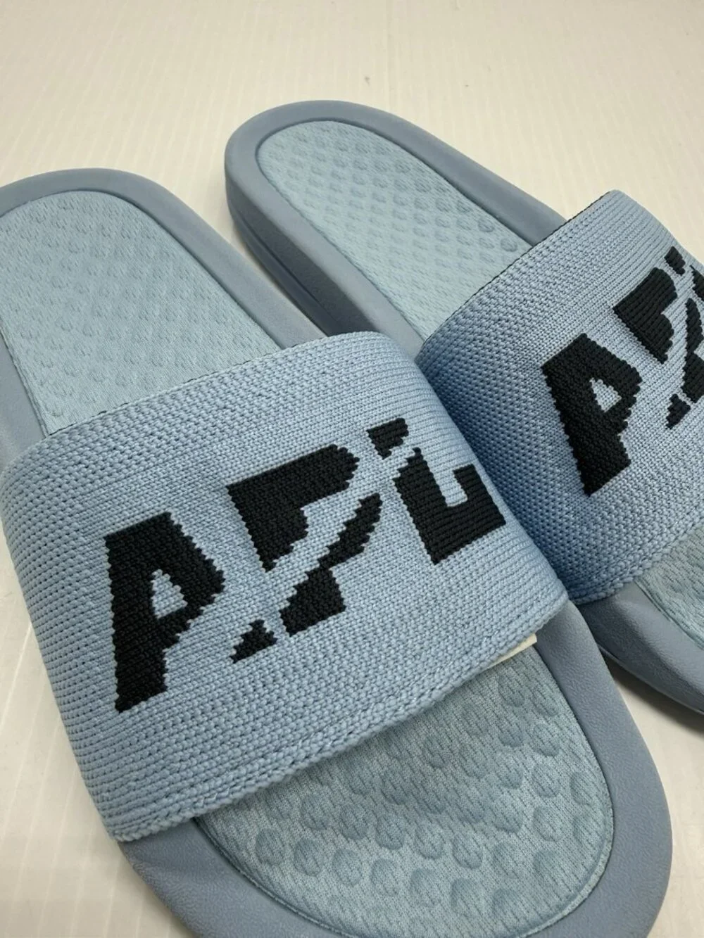 APL TechLoom Slide Womens 6 Ice Blue Logo Comfort Sandals Athletic Casu